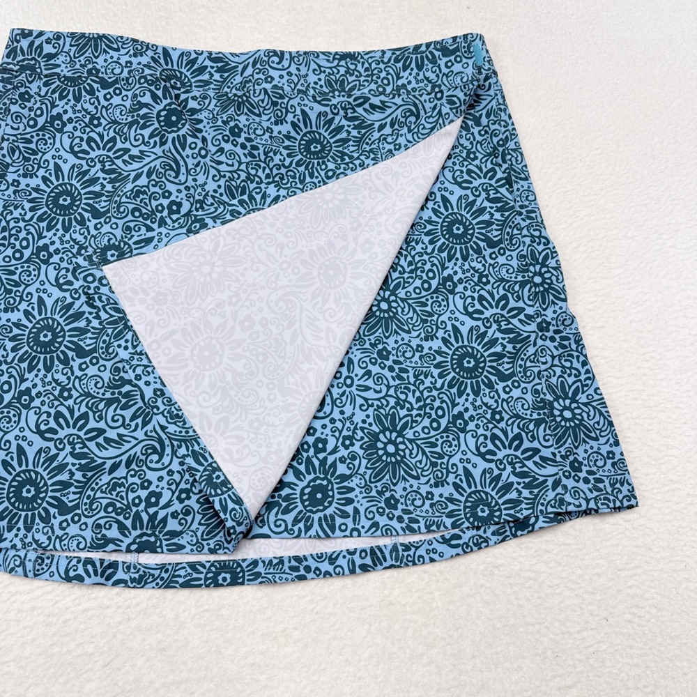 Ripskirt Skirt Size XL Length 1 Blue Floral Hawaiian Vacation Wrap Casual - Picture 3 of 8